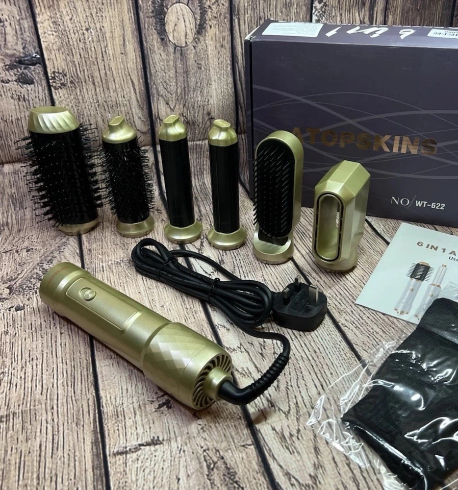 Airbrush 6 in 1 Air Styler Set Hair Dryer Brush with Curl Straighten Ionic Care - Image 2 of 4