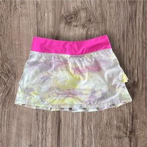 IVIVVA by Lululemon Tennis Skirt Set The Pace Pink Purple Tie Dye Pleated Sz 12