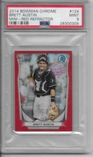 2014 Bowman Chrome #124 MINI Red Refractor 3/5 BRETT AUSTIN GRADED PSA 9