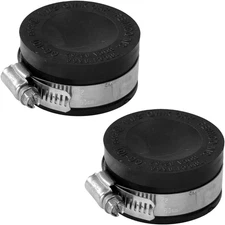 QC-101 2 Pack 1 1/2-In. Qwik Cap Flexible PVC Pipe Cap with Stainless Steel Clam