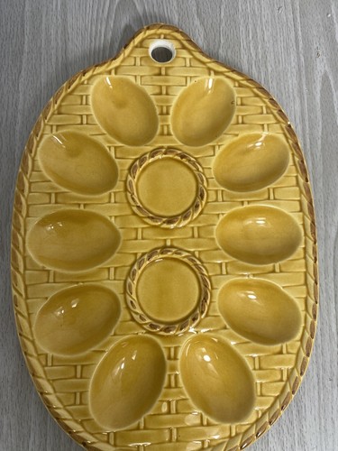 Vintage Teufel Eierteller Keramik Servierschale gelb 10 Eier Japan - Bild 2 von 24