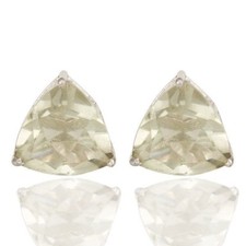 Natural Green Amethyst Gemstone Jewelry, Solid 925 Sterling Silver Stud Earrings