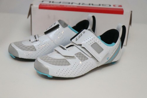 Nuevos zapatos de bicicleta de carretera Louis Garneau Tri X-Lite II 36 6 blancos azules triatlón - Imagen 3 de 5