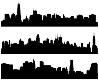 Wandbild: City Skylines Silhouette auf weißem Hintergrund (16438180)