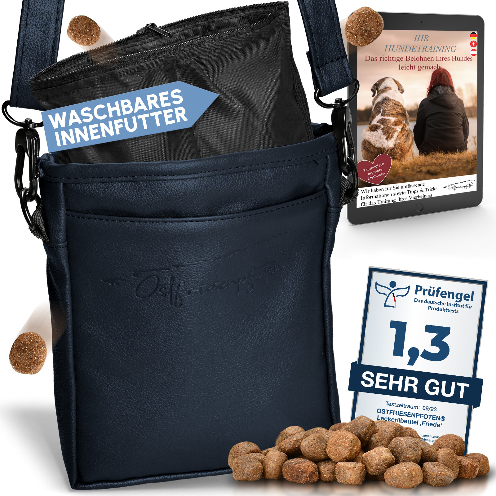 Ostfriesenpfoten® Leckerlitasche "Frieda" - waschbares Innenfutter & Magnetvers.