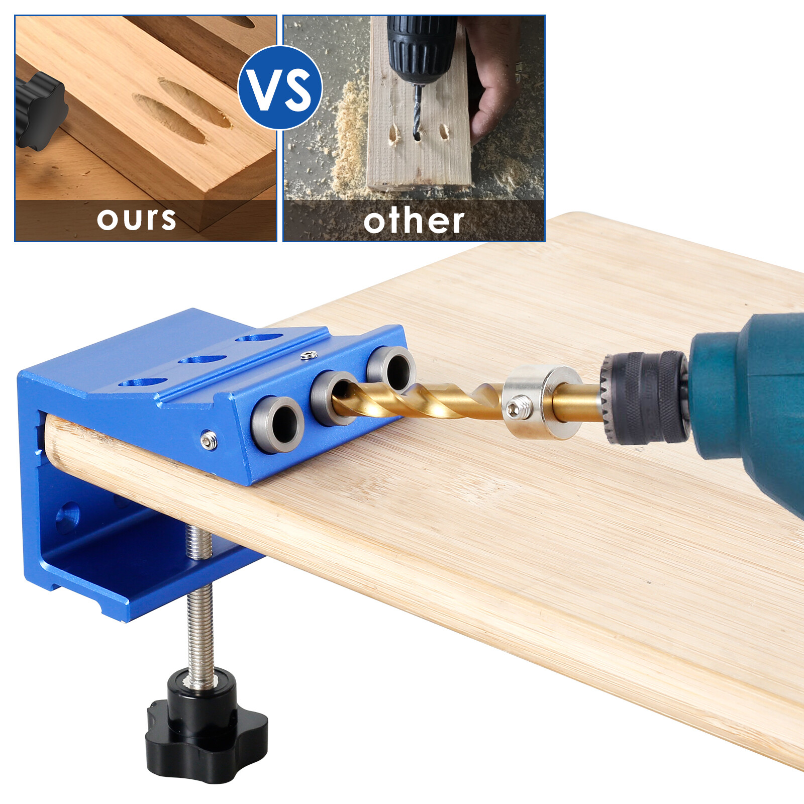 Pocket Hole Jig Kit 3Hole Pocket Screw Jig Drill Guide 15° Angled