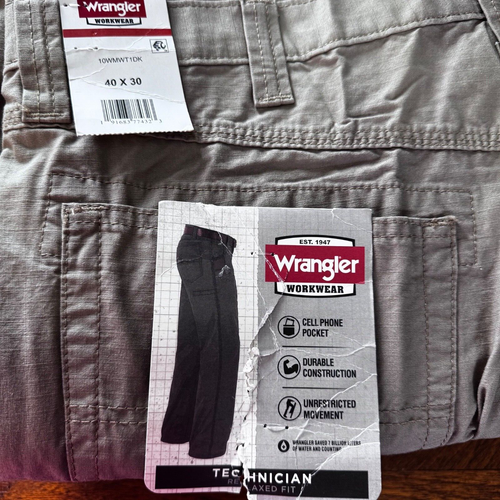 Wrangler Pantalone Tecnico Abbigliamento da Lavoro Vestibilità Relaxed Taglia 40X30 Tan 100% Cotone, Nuovo - Foto 8 di 8