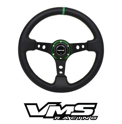 VMS RACING PILOTA LEATHER STEERING WHEEL + QUICK RELEASE HUB FOR