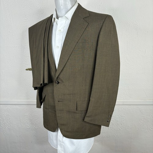 Vintage 1970s Bespoke 2 Piece Suit Mens 42S 34x29 Brown Plaid - Picture 4 of 13