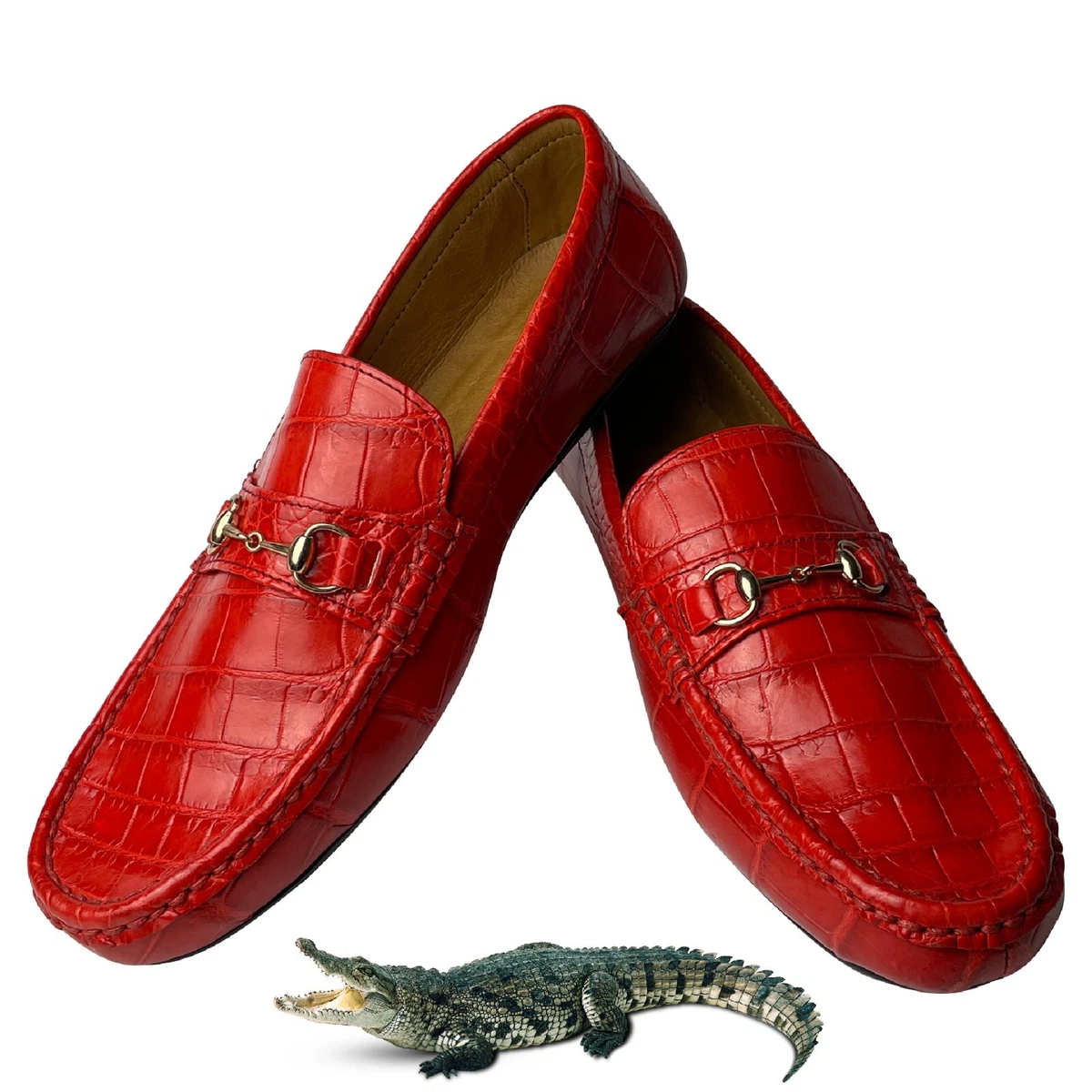 Men's Handmade Alligator Bit Slip-on Loafer