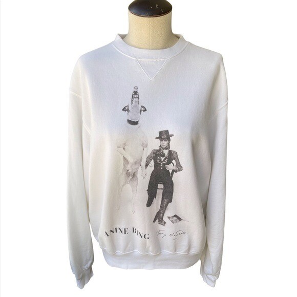New Anine Bing Ramona Sweatshirt AB x TO x David Bowie in White Size XS |  eBay