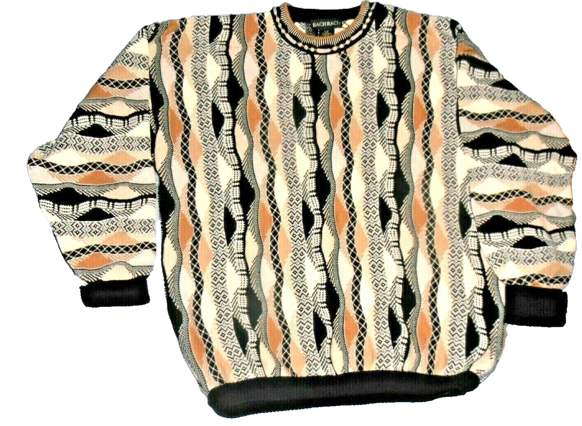 Vtg 90's Tundra Bachrach SWEATER 3D Mercanized Textured Sz L