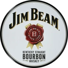Jim Beam Kentucky Straight Bourbon Whiskey 12" Round Aluminum Sign