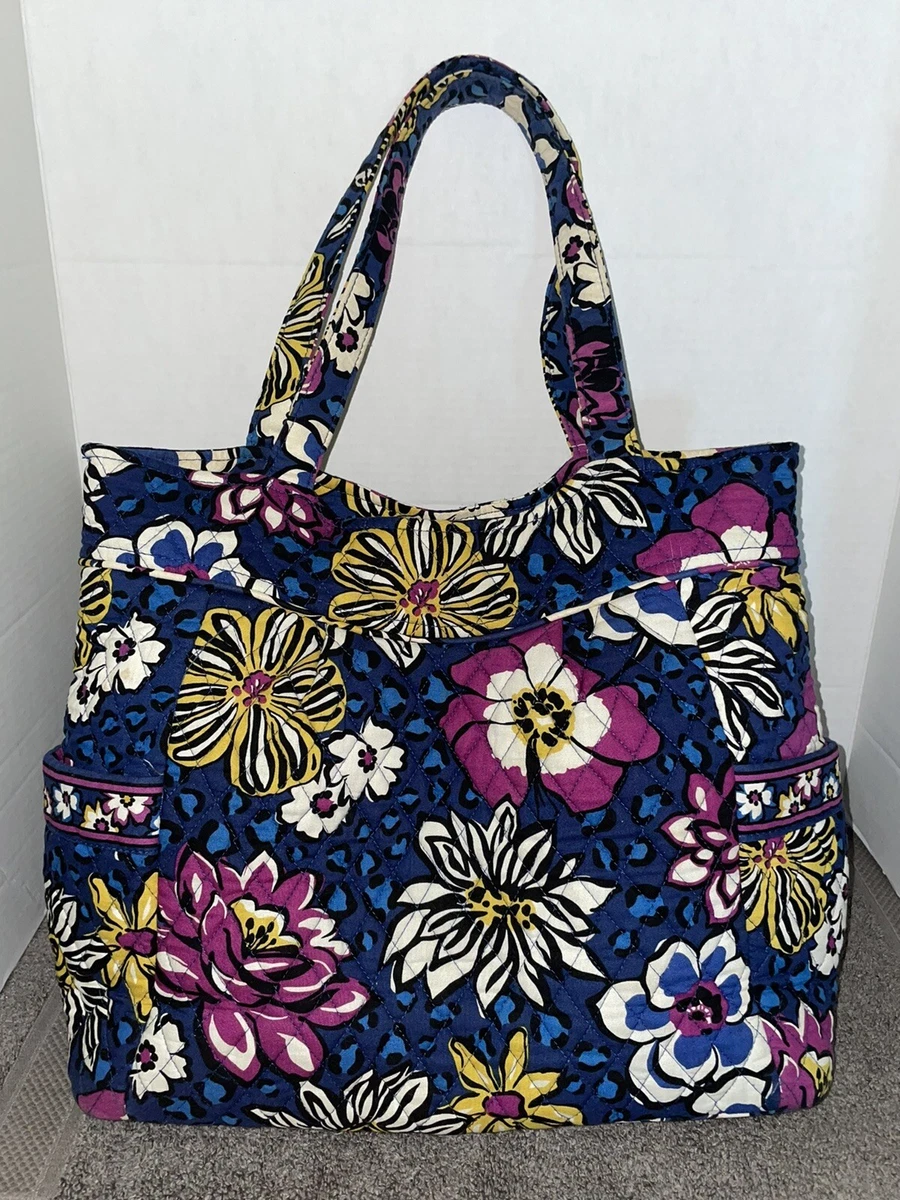 Vera Bradley Large Puccini Tote Bag Purse Brown Yellow Pink White Pockets |  eBay