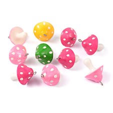 100pc Resin Mushroom Pendants Charms Witt Ring Mini Links Jewelry Making 34x22mm