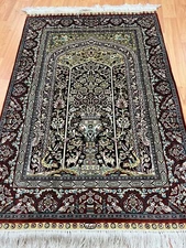 2'1" x 3' New Turkish Hereke Oriental Rug - 500 KPSI - Hand Made - 100% Silk
