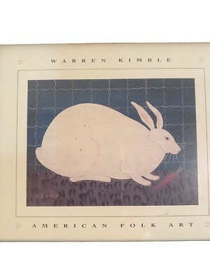 Warren Kimble White Rabbit Folk Art Black Framed Print Bunny