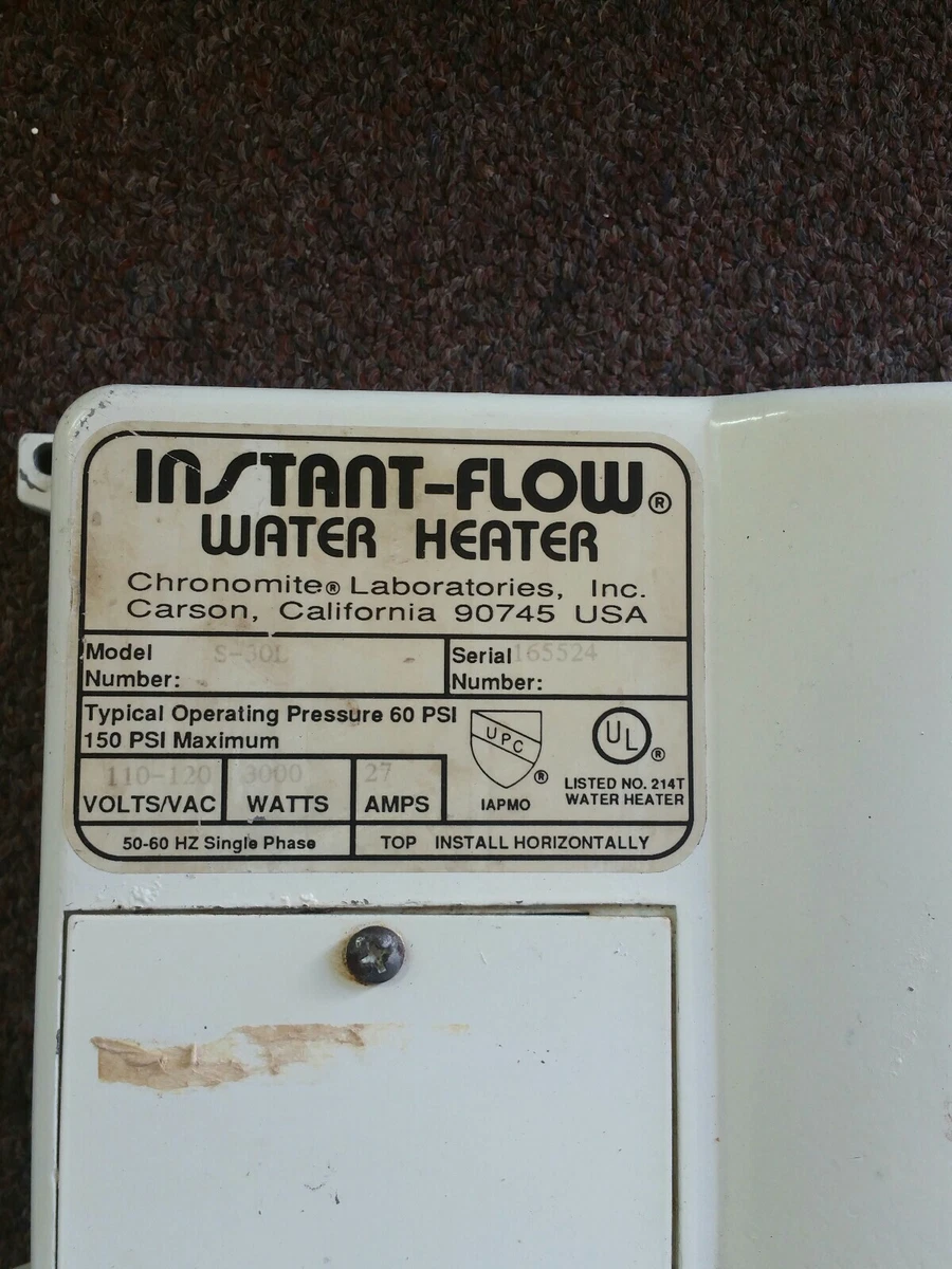Chronomite Tankless Water Heater SR-30L/110-120V 27-Amp Instant-Flow Low  Flow | eBay