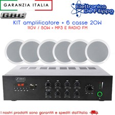Amplificatore con 6 casse da soffitto idoneo per filodiffusione