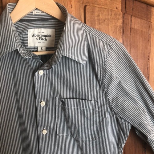 Grey Stripe Cotton Button Down Shirt | eBay