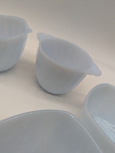 Vintage Fire King Azurite Blue Set of 6 - Sugar Creamer Tea Cups MCM - Picture 7 of 12