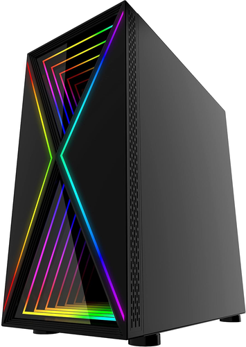 B-Blackwidow-Rgb Black Gaming PC ATX Case, Special Ripple Effect Front Panel, T - Afbeelding 3 van 12