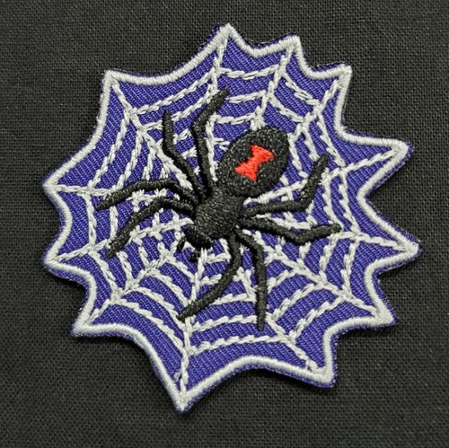 Black Widow Spider Web Halloween Embroidered Applique Iron On Patch 2.1" - Picture 12 of 13