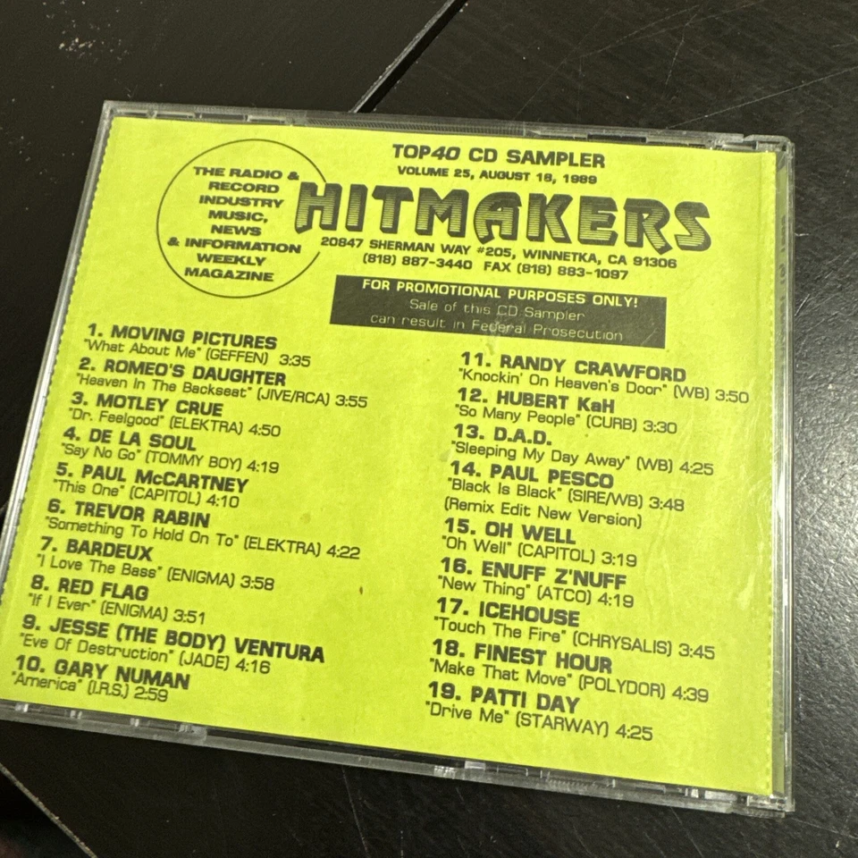 Various Artists: Hitmakers Top 40 Sampler Volume 25  8/18/89 - Image 3 of 3