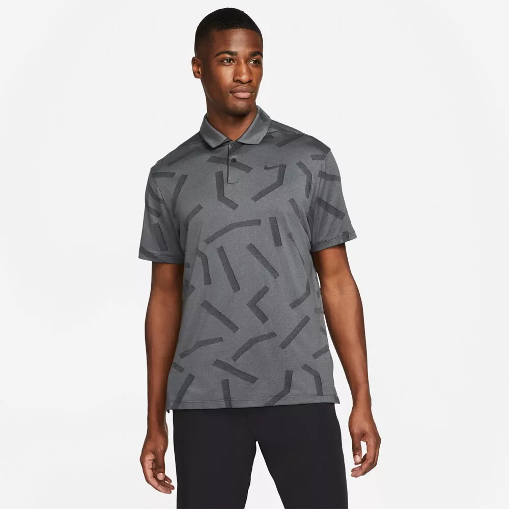 Nike Golf Men s Dry Vapor Line Jacquard Polo Shirt Grey Sz MEDIUM