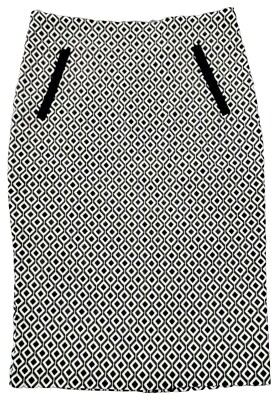 NWOT HAVE SzS B&W Straight Pencil Career Knit Skirt Geometric Diamond Back Slit