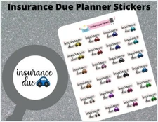Car Insurance Due Planner Stickers #32  / Planner Stickers  / Journal Stickers 
