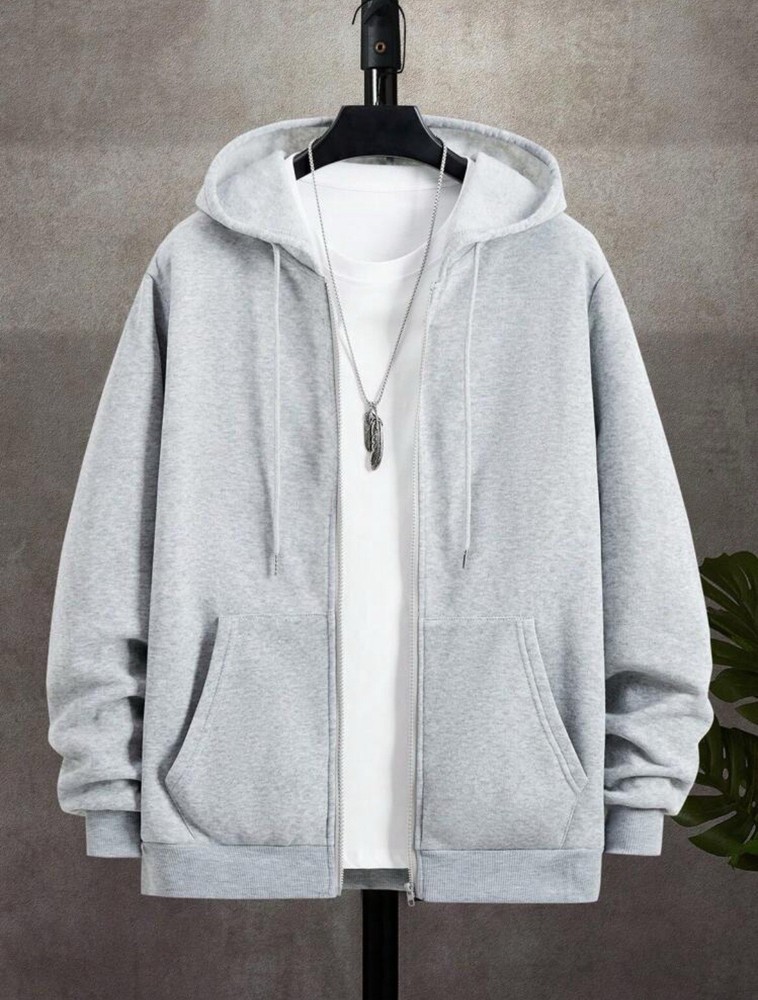 Men's Cotton Zip-Up Hoodie Jacket Warm Full-Zipper Hooded Sweatshirt