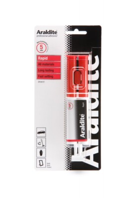 Araldite Rapid 24ml Spritze - Multi Surface - Verklebt in Sekunden - wiederverschließbare Kappe