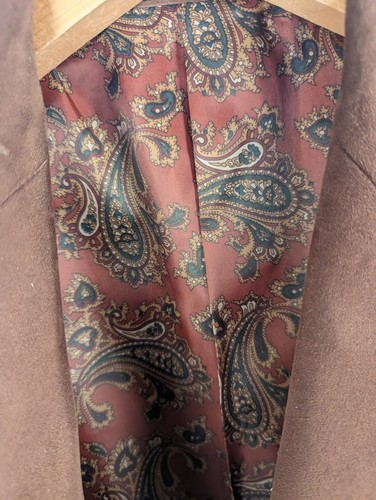 Ralph Lauren 42R Polyester Sport Coat Blazer Jacket Solid Brown Paisley Lined - Picture 2 of 12
