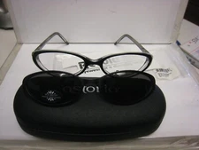NEW Revolution Eyeglass Frame W/ Magnet sun shade REV511 BKCR  52-17-140 w/case