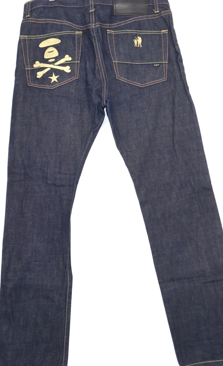 Aape by A Bathing Ape New Regular 34x30 Denim Jeans Indigo Dyed
