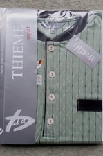 Herren Schlafanzug kurz Pyjama Shorty Thieme Baumwolle Gr&uuml;n/Schwarz Gr.46 NEUWAR