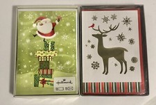 Hallmark Boxed Christmas Cards Santa Reindeer 35 Cards Envelopes New Set of 2