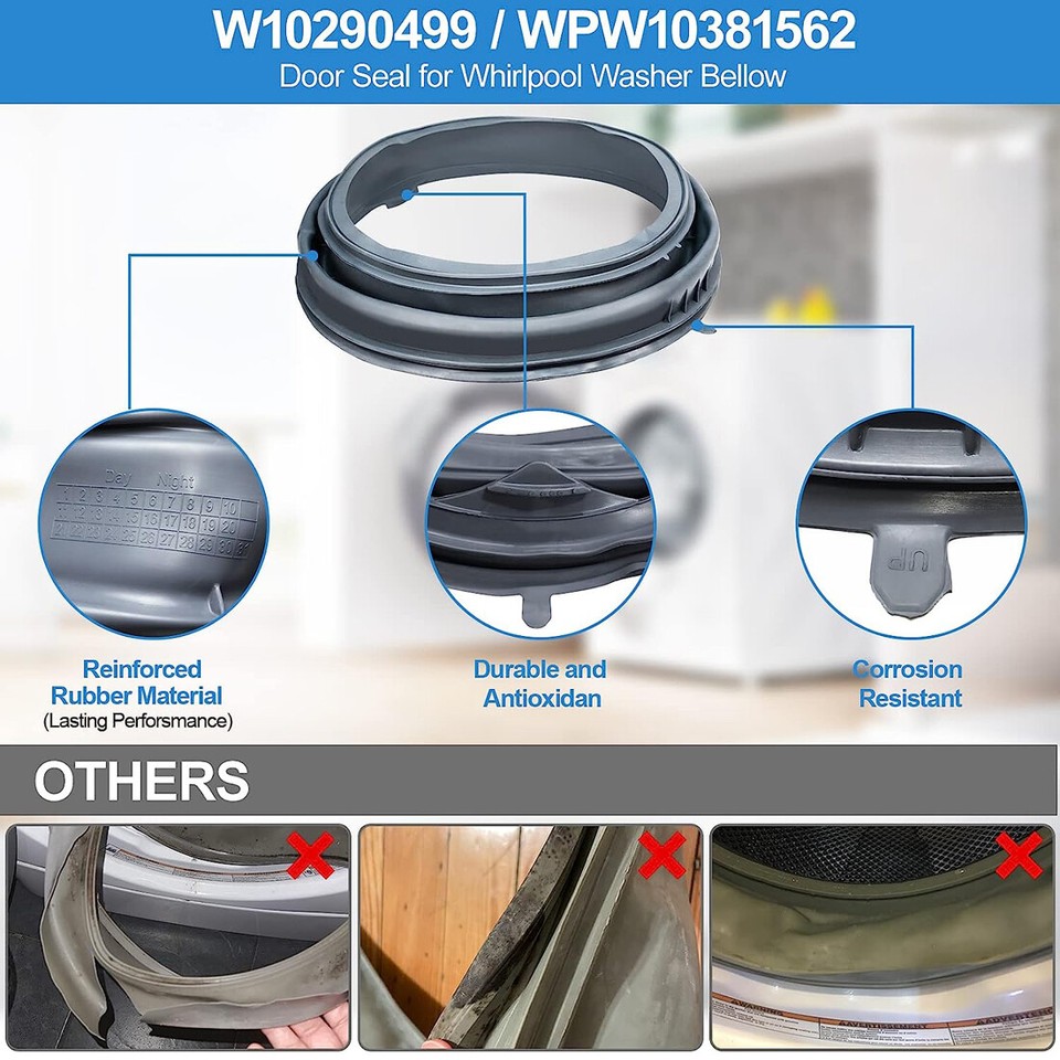 Washer Door Gasket For Whirlpool W10290499 WPW10381562 WFW9150WW00