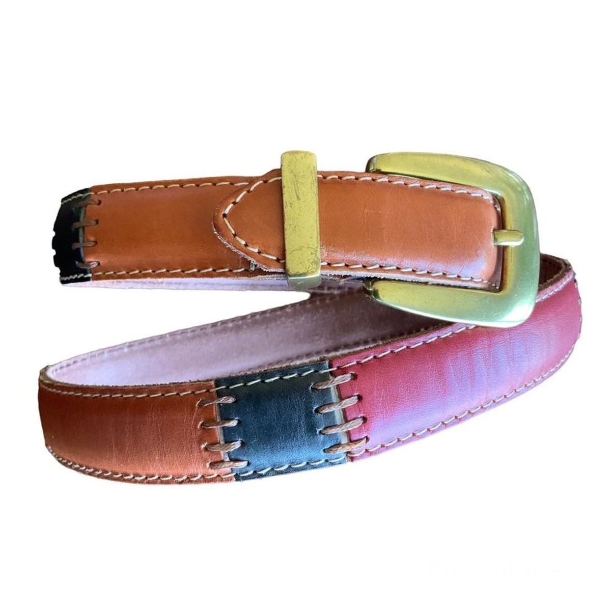 Fossil Brown Leather Patchwork Belt Size Medium Vintage y2k Vintage Fossil Brown Leather Patchwork Belt - Etsy main image 2