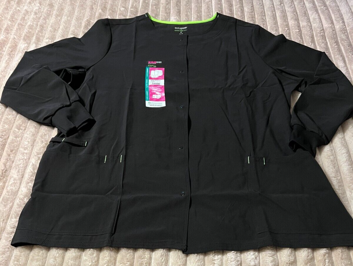 WOMEN'S SCRUBSTAR BLACK MEDICAL SCRUB ACTIVE WARM-UP JACKET-EXTRA LARGE-NWT!
