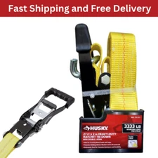 Heavy-Duty Ratchet Tie-Down Strap with J Hook 27 Ft.X2 In. Weather Resistant New
