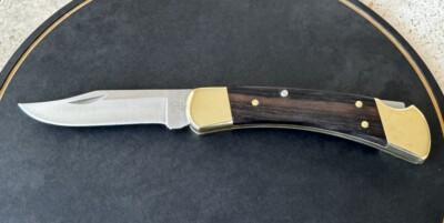 Buck 110 1987 Vintage  Knife 4 Pin Wood Handles Vintage 10550-MR USA  