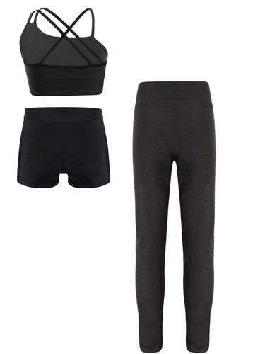 Kids Girls Crop Top And Shorts Pants Dance Tracksuit Daily Wear Casual Costume - Picture 5 of 31