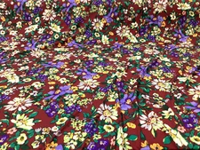 Printed Rayon Spandex 4 way Stretch Apparel Fabric Red Green Purple Floral G303