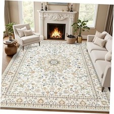 5x7 Area Rugs Living Room Rug: Washable Vintage Boho Rug No Slip Stain