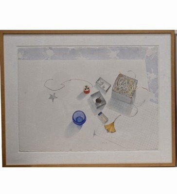 Leslie Baker Watercolor Painting Silver Star Still Life Marthas Vineyard Artist