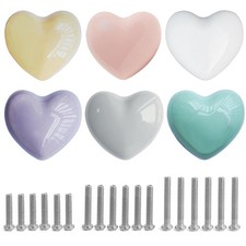 Ceramic Drawer Knobs Heart Shape Colorful Heart Cabinet Dresser Pulls Handles...