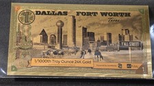Texas Dallas-Fort Worth 1 Goldback 2025 Aurum banconota lamina d'oro 1/1000 oz 24 KT