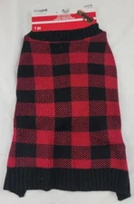 Imagin8 Christmas Pet Costume Black Red Plaid Dog Sweater Medium New